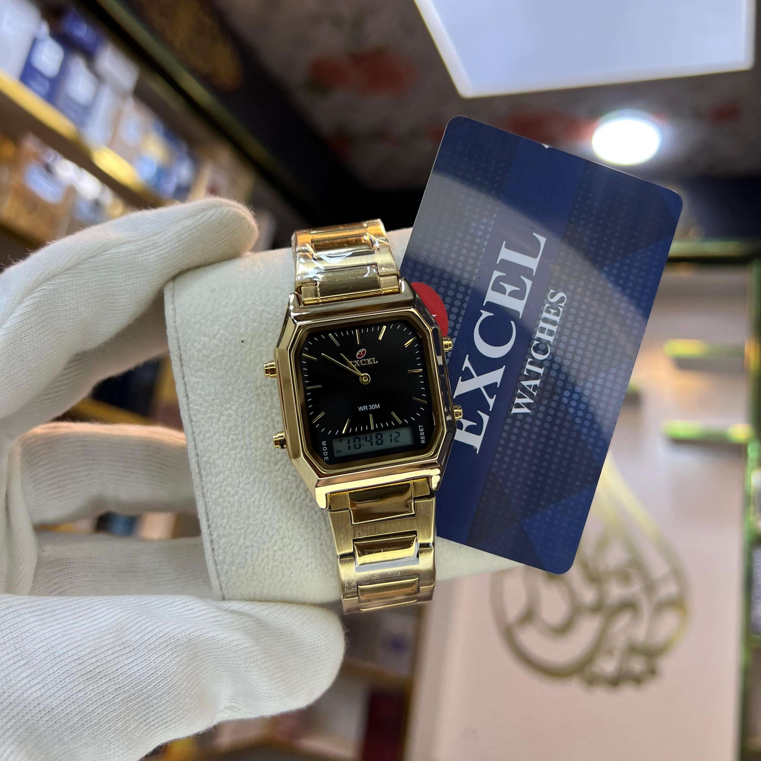 EXCEL Dual Time Stainless Steel Watch