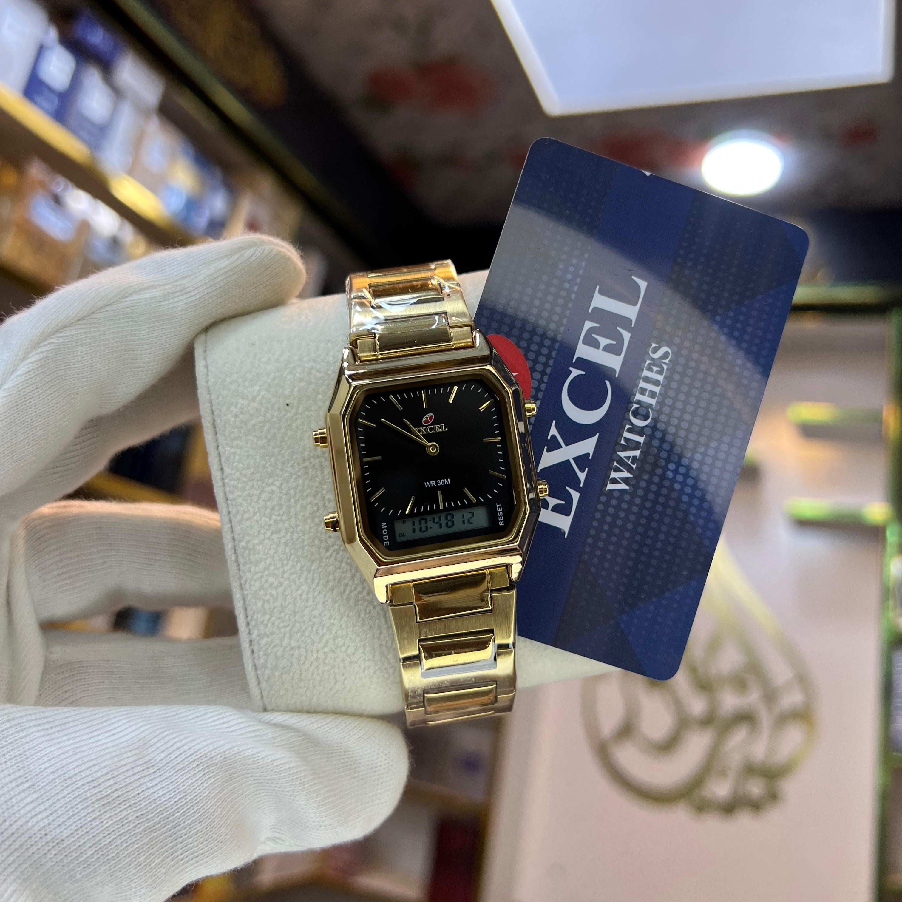 EXCEL Dual Time Stainless Steel Watch