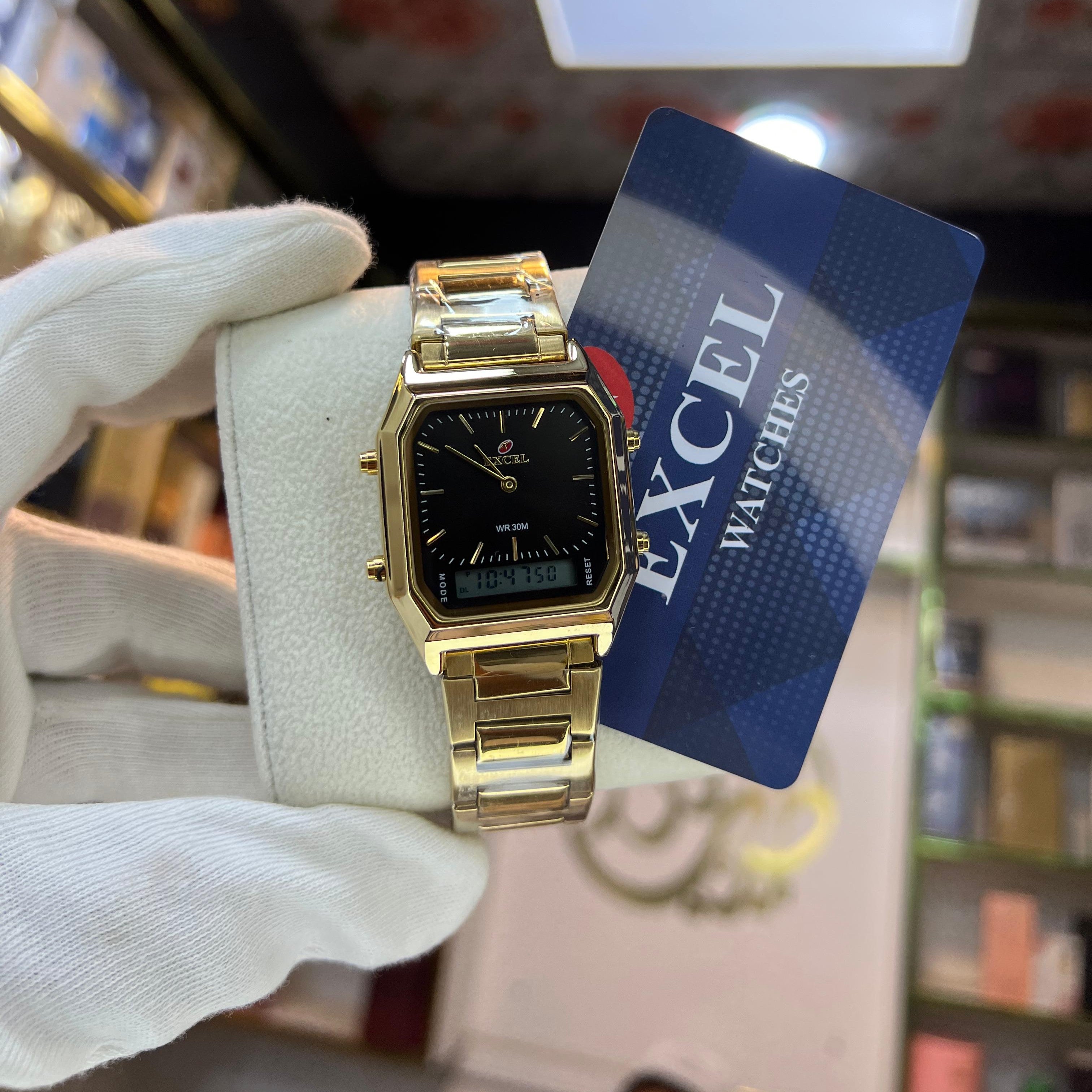 EXCEL Dual Time Stainless Steel Watch