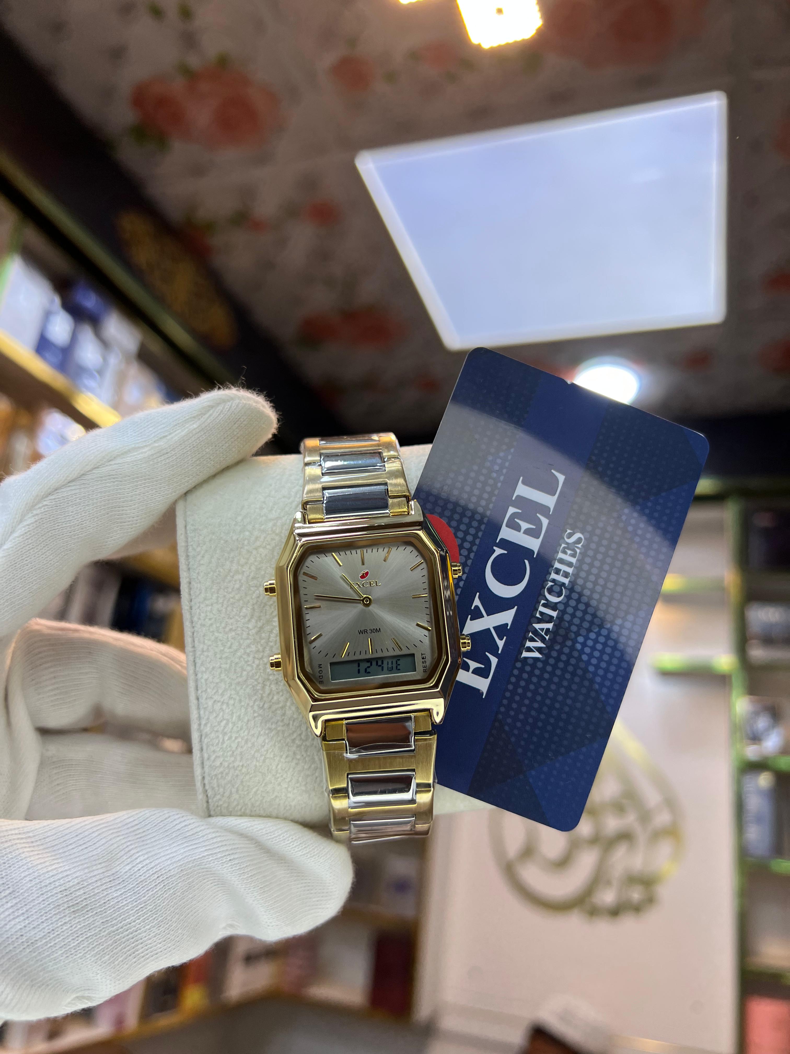 EXCEL Dual Time Stainless Steel Watch