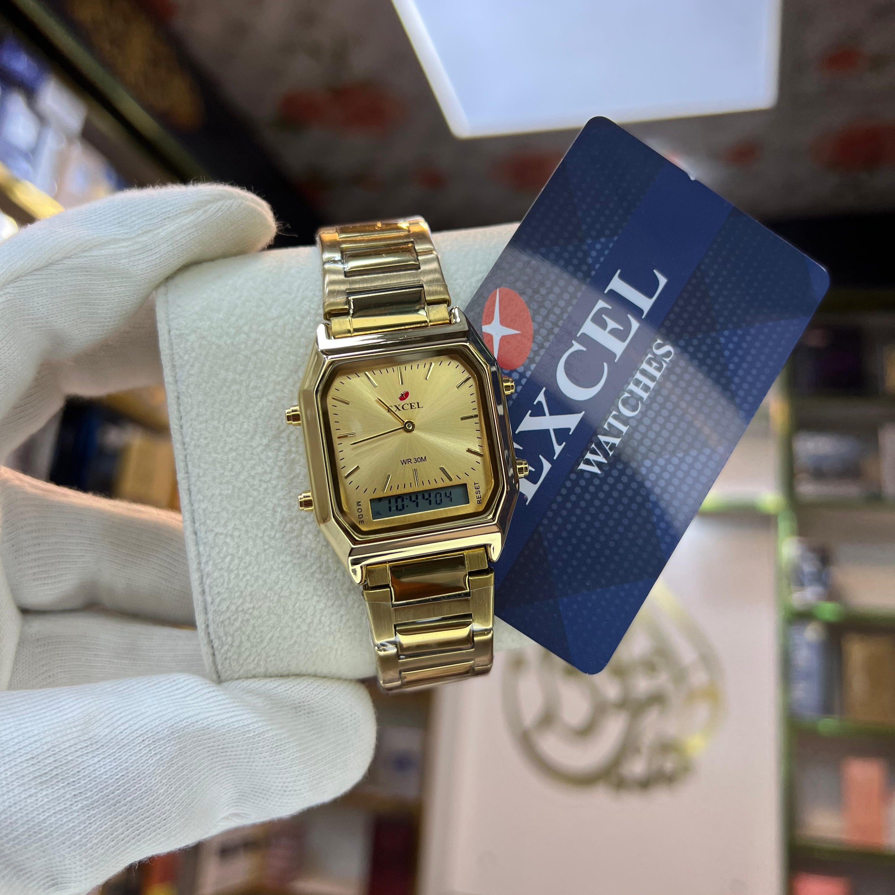 EXCEL Dual Time Stainless Steel Watch