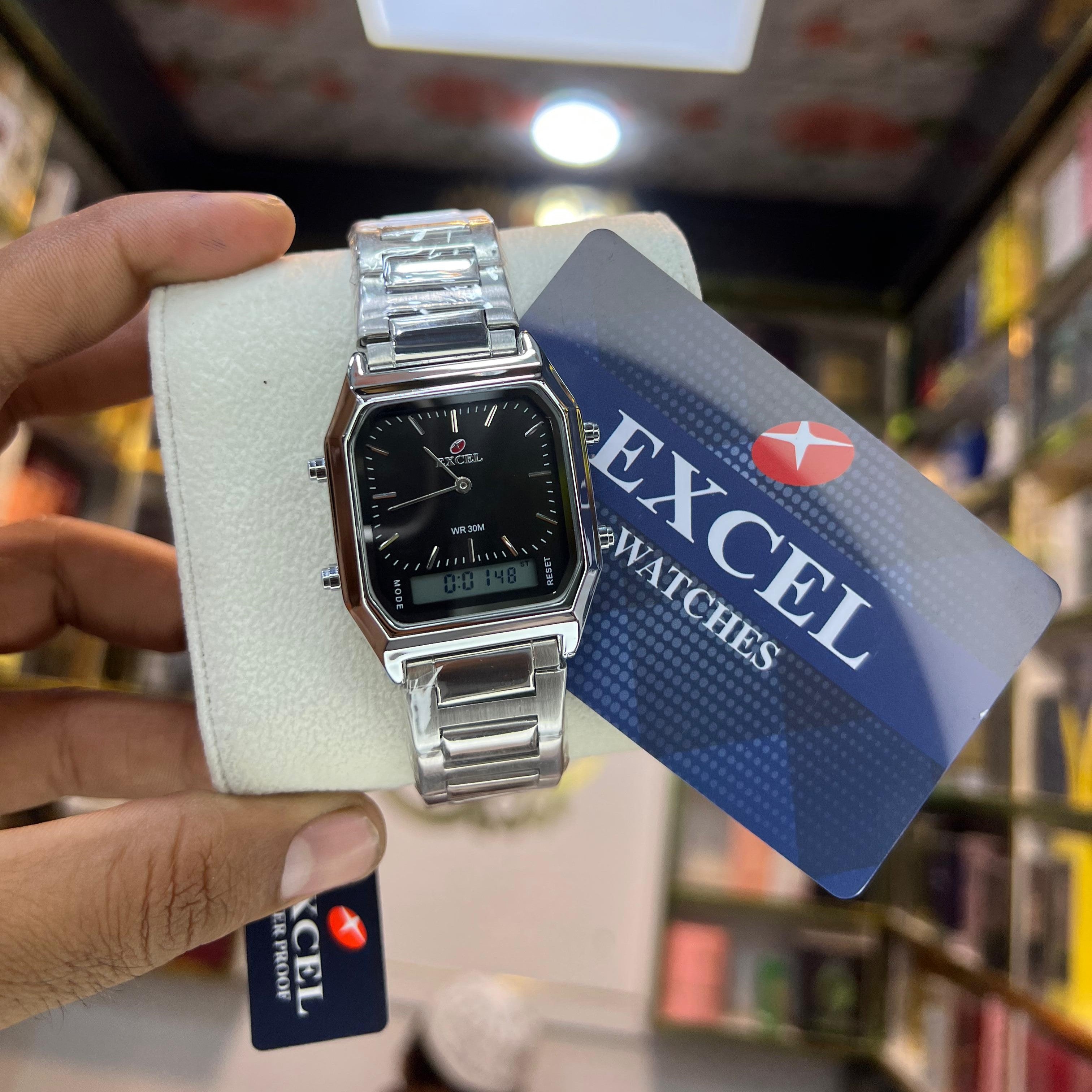 EXCEL Dual Time Stainless Steel Watch