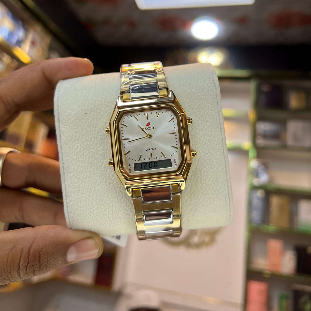 EXCEL Dual Time Stainless Steel Watch