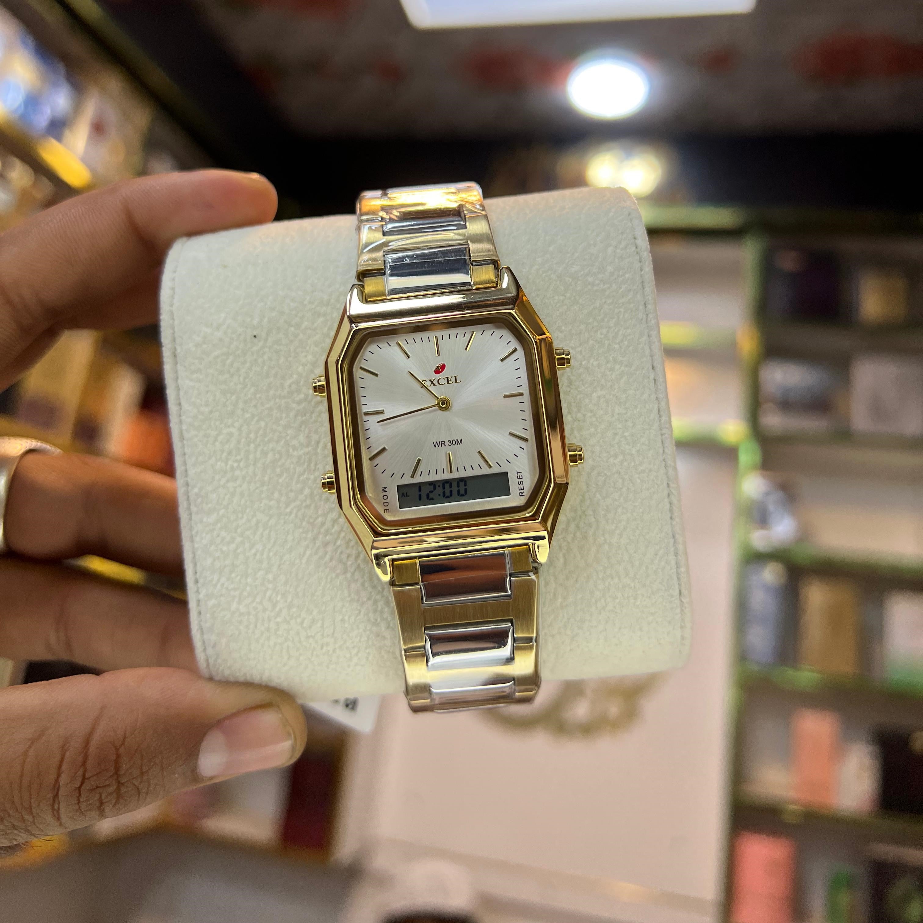 EXCEL Dual Time Stainless Steel Watch