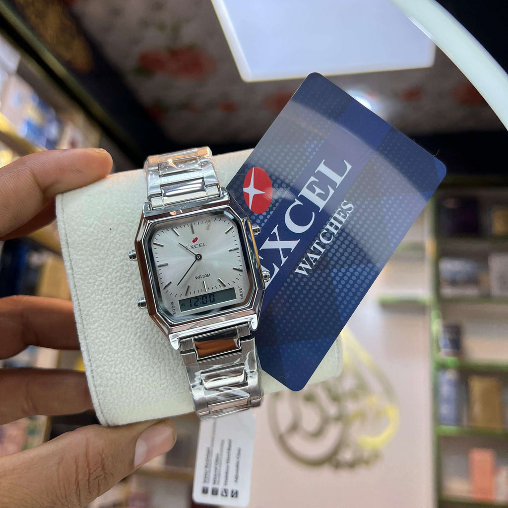 EXCEL Dual Time Stainless Steel Watch